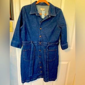 NWT LOFT outlet snap front denim dress with belt